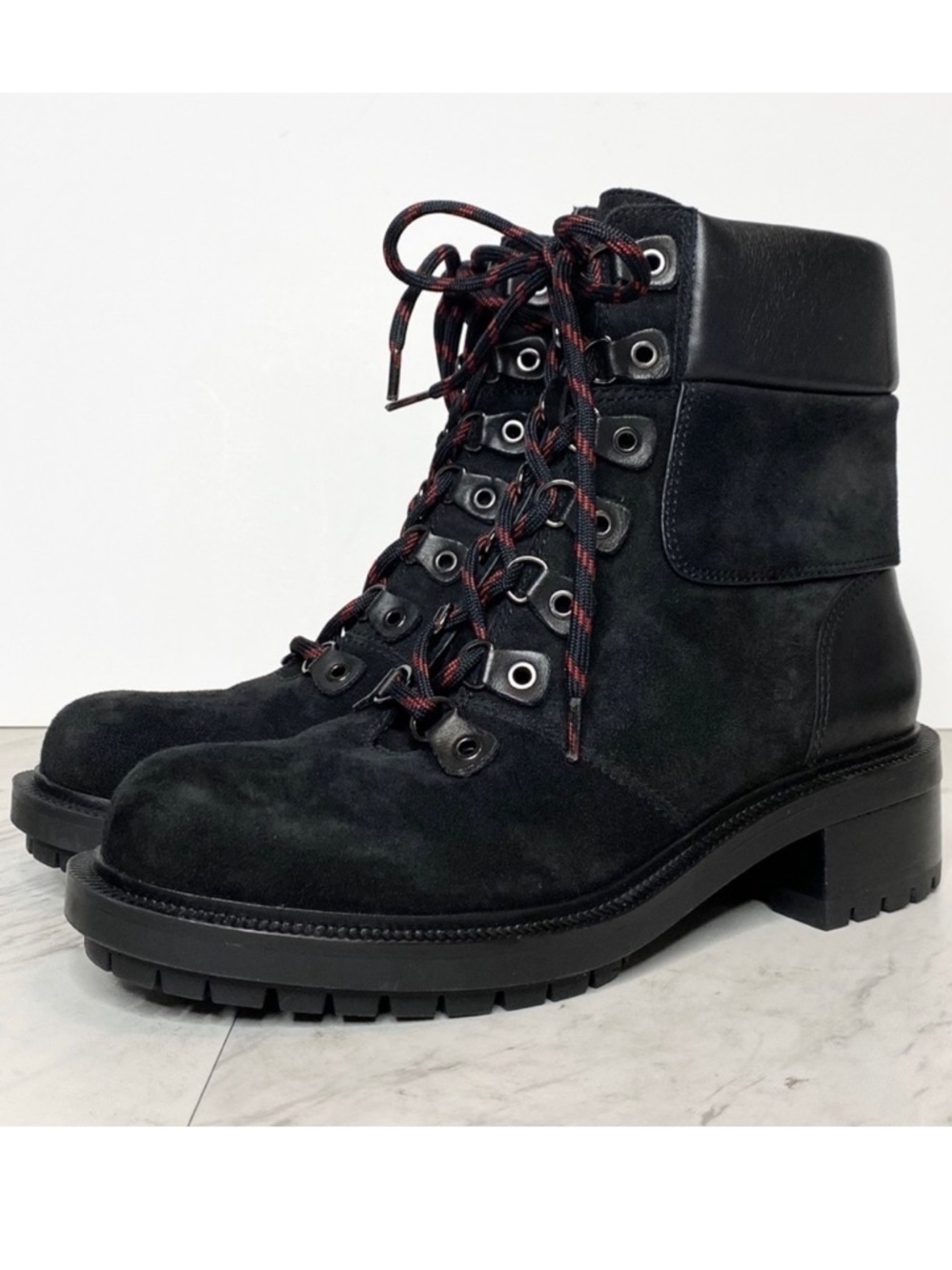 New! Botkier Madigan Suede Lace Up Black Boot 7.5M
